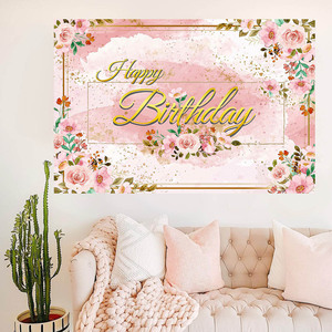 Kupu-kupu latar belakang fotografi Pink ungu bunga pesta ulang tahun perempuan spanduk latar belakang foto Prop dekorasi pesta - Product Image 6