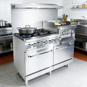 ציוד למטבח מסחרי כיריים גז 6 להבות עם פלאנצ'ה 24 אינץ', סלמנדרה ותנור - Product Image 3