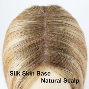 Prothèse capillaire en soie pour femme, couleur blond clair, en cheveux humains Remy véritables, avec clips, couverture de cuir chevelu naturel 3x5 - Product Image 4