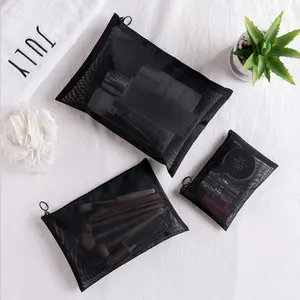 New Transparent Mesh makeup bag Travel Compact carry-on bag Multi-purpose Nylon Zipper pocket