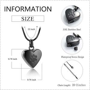 Collana personalizzata di ceneri per animali domestici per cane gatto ricordo ciondolo con stampa zampa di animale domestico - Product Image 3