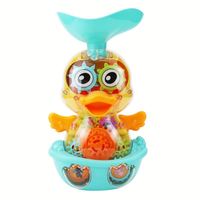 Jouets de bain pour bébé, canard transparent avec engrenages, jouets de bain pour bébé qui pulvérisent de l'eau avec ventouse