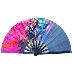 Éventail en plastique grand format 33 cm Beckon Wholesale avec impression intégrale pour décorations de festivals, récitals, camps d'été et recrutement - Product Image 2