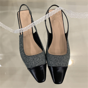 XSD High-End Custom Women's Summer Sandals European American Black White Low-Heeled <b>Mules</b> <b>Closed</b>-<b>Toe</b> High Top Comfortable Design - Product Image 6