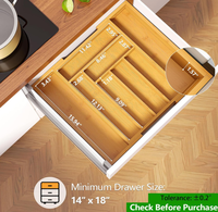 Organisateur de tiroir pliable en bambou avec finition laquée pour couverts, support de rangement détachable pour ustensiles de cuisine, salle de bain et salon