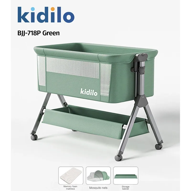 Kidilo 多機能ベビーベッド 金属製ポータブルゆりかご 折りたたみ式