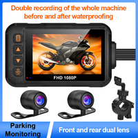 Kamera Dash Cam Motor Anti Air Lensa Ganda 3 Inci dengan Logo Kustom, Perekam Berkendara DVR