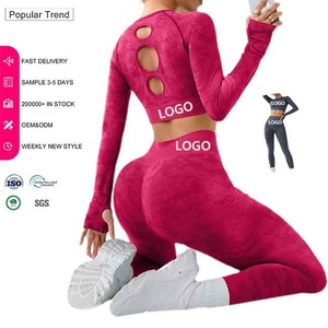 2025 Novas Mulheres Sem Costura Conjuntos de <span class=keywords><strong>Yoga</strong></span> Workout Correndo <span class=keywords><strong>Yoga</strong></span> Wear <span class=keywords><strong>Tops</strong></span> Colheita Manga Longa Push up Leggings Sportswear Ginásio Conjuntos De Fitness - Product Image 1