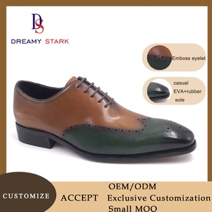 Nouvelle tige de chaussure personnalisée de haute qualité avec logo, en cuir véritable, légère et confortable, à lacets, pour l'automne, marron vert foncé - Product Image 2