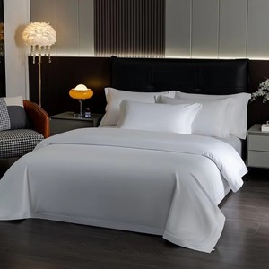 Ropa <span class=keywords><strong>de</strong></span> <span class=keywords><strong>Cama</strong></span> <span class=keywords><strong>de</strong></span> Hotel <span class=keywords><strong>de</strong></span> Lujo Blanca <span class=keywords><strong>de</strong></span> Alta Calidad al por Mayor, Tamaño Individual, Colección Clásica, Sólida, con Costuras Plegables, 100% Algodón - Product Image 5