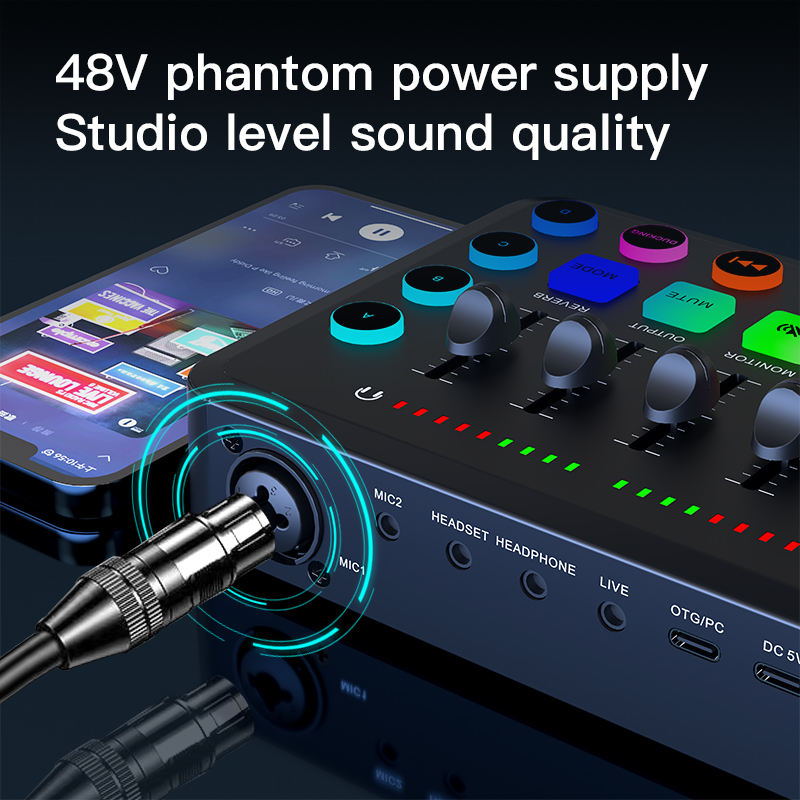 Portable External USB Console Digital Audio Mixer for Live Streaming