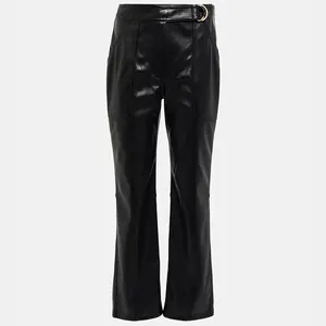 <span class=keywords><strong>Pantaloni</strong></span> da <span class=keywords><strong>Donna</strong></span> a Vita Alta in <span class=keywords><strong>Ecopelle</strong></span> Nera Opaca Vintage, Elasticizzati, a Tre Quarti con Tasche, Slim Fit, Personalizzabili per Clubwear - Product Image 5