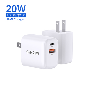 شاحن توموكس 20 واط <span class=keywords><strong>USB</strong></span>-C بمنفذين صغير للهواتف المحمولة، شاحن حائط متعدد المنافذ بشعار مخصص، شاحن سريع بتقنية GaN مع شهادات CE وROHS وCB - Product Image 1