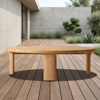 Meubles en teck faits à la main au design moderne, table basse ronde d'extérieur, table ronde en bois massif