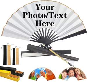 พัดลายดอกบายด้ามไม้ไผ่ขนาดใหญ่พับได้พัดมือสำหรับผู้หญิงผู้ชายเทศกาลปาร์ตี้คริสต์มาส - Product Image 3
