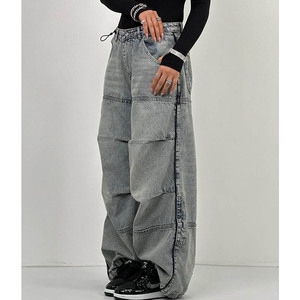 Jeans in Denim Personalizzati Plus Size per <span class=keywords><strong>Donna</strong></span>, <span class=keywords><strong>Pantaloni</strong></span> Baggy Stile <span class=keywords><strong>Parachute</strong></span>, Abbigliamento Streetwear - Product Image 3