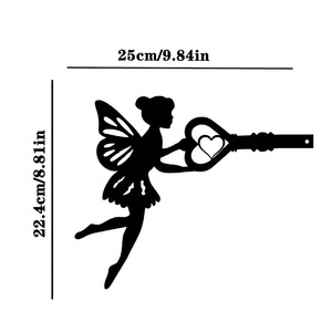 Arte de pared de Metal negro para el hogar, jardín, Patio, estatua al aire libre, decoración de estaca, llave de Ángel para Estaca de jardín - Product Image 5