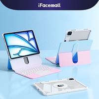 Casing Keyboard Ajaib Rotasi 360 Derajat Warna Pink Biru Gradasi Lucu untuk Anak Perempuan, Penggunaan di Kantor & Rumah, iPad Pro 11-inci Generasi 1/2/3/4, LED RGB Baru