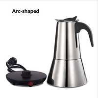 Cafetière Moka Électrique en Acier Inoxydable 304, Design Minimaliste Moderne, Type Tube Droit, 6 Tasses, Infusion Rapide, Vente Transfrontalière