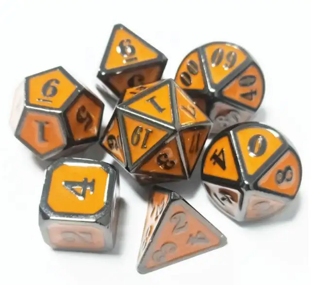 Easysay Metal Dnd Dice Set 7 Role Playing Dungeons and Dragons Metal Dice Set d&d Mermaid Scale colorful Copper