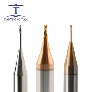 Fraise à micro-fraisage en carbure de tungstène HRC68, haute précision, 2 flûtes, support personnalisé ODM OEM, revêtement AlTin, petit diamètre, bout rond - Product Image 1