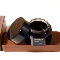 Ensemble de flacons en verre cylindriques noirs brillants personnalisés de luxe 30g/50g/30ml/100ml/120ml avec bouchon argenté ou doré pour l'emballage des soins de la peau