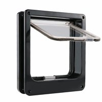 Porte magnétique intelligente pour animaux de compagnie, motif animal, en plastique noir, carrée, pour usage intérieur et extérieur