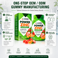 Complément alimentaire personnalisé OEM ODM sous marque privée : Gummies au zinc et vitamine C, 90 unités, saveur fraise et mandarine, avec support de documentation