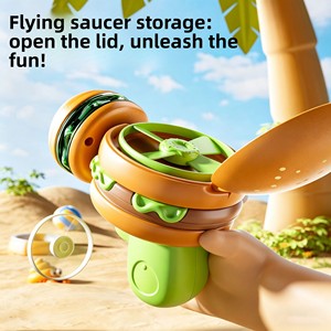 <span class=keywords><strong>Pistolet</strong></span> <span class=keywords><strong>Lanceur</strong></span> de Toupies Hamburger 2-en-1 avec Lumière LED, Gyroscope, Soucoupe Volante, Jouet de Combat Extérieur en Plastique ABS Dragonfly pour Enfants - Product Image 2