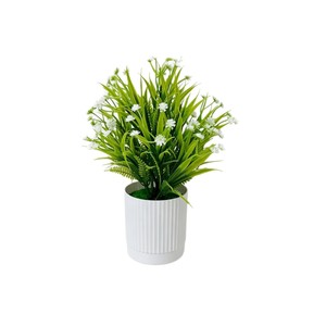 Planta Artificial en Maceta Bonsái con Hierba de Primavera y Baby's Breath de 21.5 cm para Decoración de Escritorio - Product Image 4