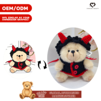 Teddy ISLAND – Ours en peluche tendance, homologué mondial, en forme de petit diable rouge, mignon, cadeau pour couple, en tissu de coton