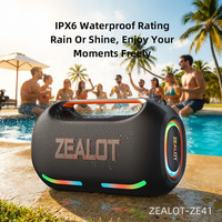 Altavoz Portátil ZEALOT ZE41 de 250W, Altavoz Inalámbrico 5.3 para Exteriores, con Bajos Potentes, Luces RGB, Resistente al Agua IPX5, USB, TF, FM