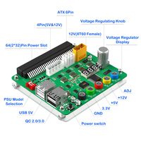 Carte d'alimentation avec bouton de tension réglable (3.3V/5V/12V), voltmètre numérique USB 2.0/QC 2.0/3.0 pour le stockage