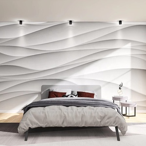 Papel Tapiz Moderno de Tela de Seda 3D con Rayas Cóncavas y Convexas de Ondas de Agua y Diseño a Cuadros para Sala de Estar u Oficina, Fondo de Arte Abstracto - Product Image 2