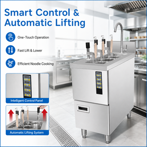 Cocedor de Fideos Eléctrico Comercial de 3 Cabezas con Elevación Automática y Control Preciso de Temperatura - Product Image 2