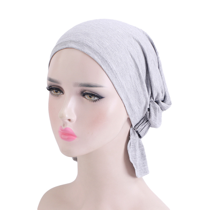 Однотонная женская облегающая шапка, мягкая Модальная хлопковая шапка Turbans, предварительно завязанная бандана