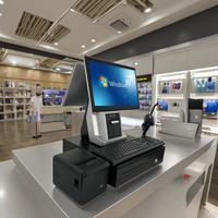 Sistema de Punto de Venta (TPV) SANDU 2024 Directo de Fábrica, Terminal de Caja Registradora de Escritorio Plateado con Pantalla Cuadrada de 15.6 Pulgadas, Wi-Fi 6 de Calidad