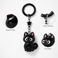 Porte-clés Chat Noir 3D Étoile, Mignon Dessin Animé, Chaton aux Grands Yeux, Breloque de Sac, Pendentif, Cadeau pour Femme, Prêt à Expédier