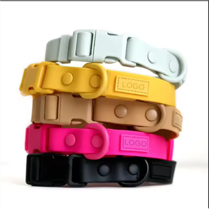 Luxus mehrfarbige Farbe Hunde halsband PVC graviert wasserdicht schmutz abweisend Silikon verstellbare Leine Haustier halsband für Hunde katze - Product Image 1