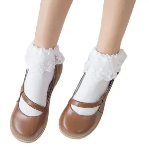 Women Sweet Lace Short Socks Frilly Ruffle Cotton Princess Girls Soft Comfortable Solid Ankle Socks
