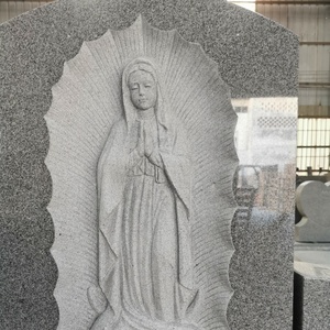 Stèles funéraires en granit blanc sculpté UNION STONE Mary avec ailes - Product Image 6
