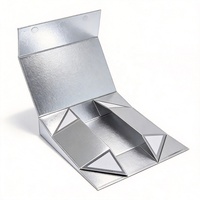 Boîtes cadeaux rigides en papier avec fermeture magnétique pliable, logo personnalisé, laminage brillant argenté métallique de luxe