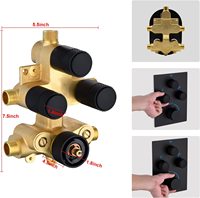 Robinet de Douche Thermostatique Moderne 3 Voies à Bouton Poussoir, Mitigeur Dissimulé Multifonction en Laiton pour Hôtels et Villas