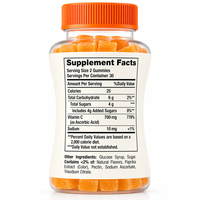 Vitamine C pour adultes en gommes 700 mg, 60 pièces, vente en gros |   Complément alimentaire au collagène saveur orange pour soutenir l'immunité et la densité osseuse