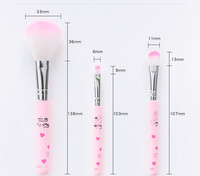 Ensemble de 5 pinceaux de maquillage pour les lèvres et les yeux, en poils naturels, avec manche en plastique, format voyage, style estompeur, forme tambour pour les joues