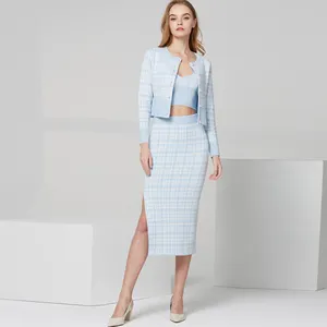 Jupe pull en tricot Jacquard pour femme, coupe mi-longue, vêtement tricoté, modèle Unique, tendance et décontracté, 20ALW479 - Product Image 2