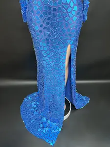 NOVANCE ชุดเดรสค็อกเทลสำหรับผู้หญิง,สไตล์2023ชุดเดรสยาวแวววาวสีน้ำเงิน