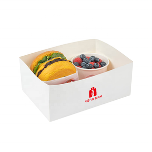 Custom Logo To Go Kraft Paper Food Container Fast Food Packaging Foldable Paper Burger Box