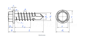 DIN estándar <span class=keywords><strong>7504P</strong></span> 20mm de longitud Tornillos autoperforantes de acero inoxidable Cabeza hexagonal Rosca fina Medición métrica en caja - Product Image 2