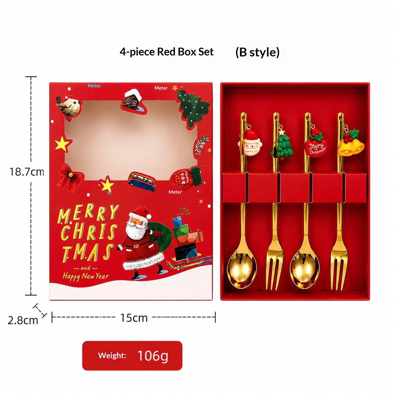 Gold red box set of 4 B